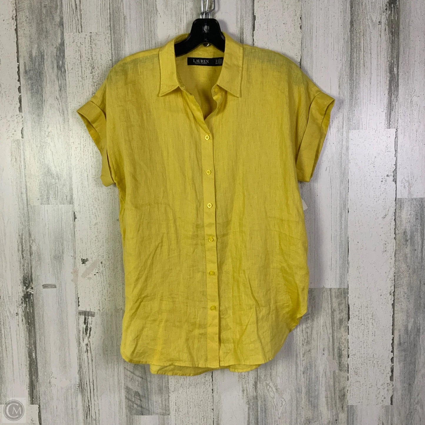 Top Short Sleeve By Lauren By Ralph Lauren In Yellow, Size: Sp
