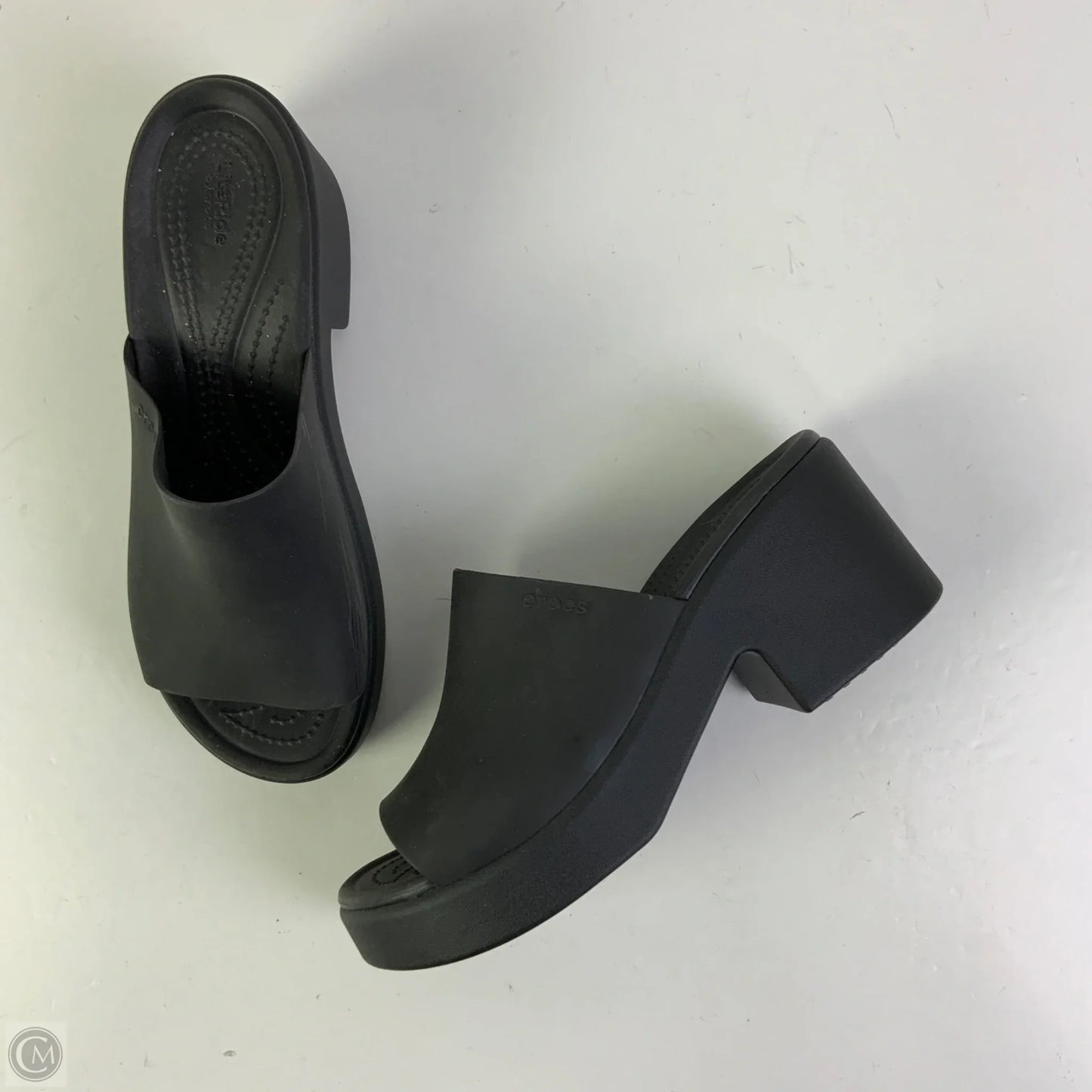 Sandals Heels Block By Crocs In Black, Size: 9