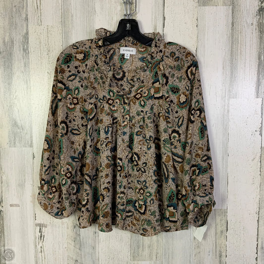 Blouse 3/4 Sleeve By Evereve In Brown & Green, Size: M