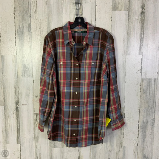 Top Long Sleeve By Lauren By Ralph Lauren In Blue & Brown, Size: 1x
