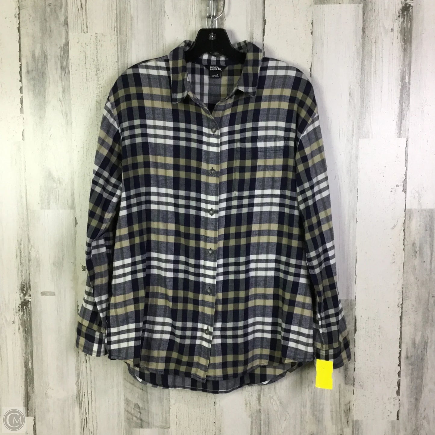 Top Long Sleeve By Eddie Bauer In Plaid Pattern, Size: S