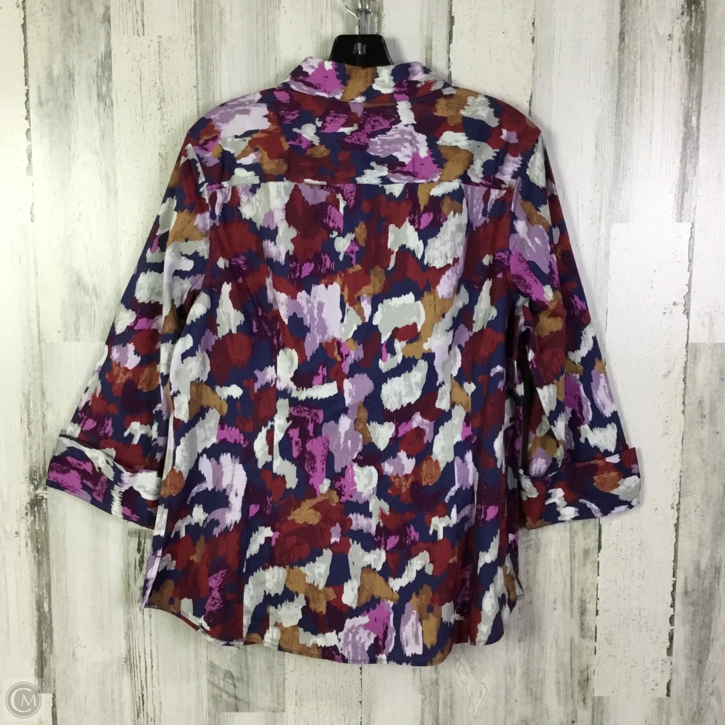 Top 3/4 Sleeve By Investments In Blue & Purple, Size: 1x