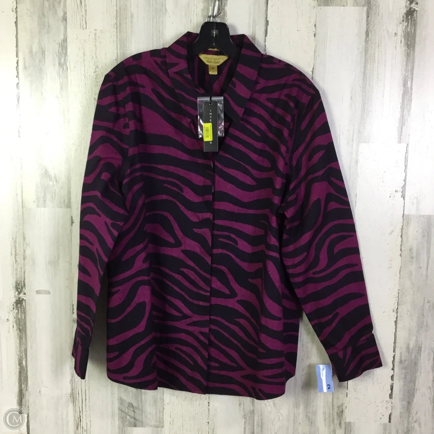 Top Long Sleeve By Investments In Black & Purple, Size: 1x