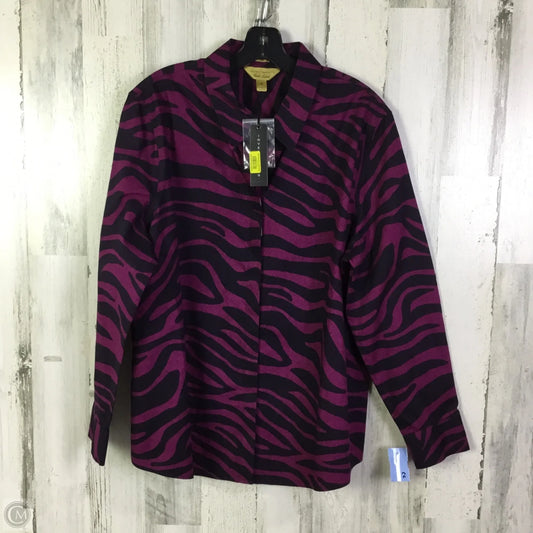 Top Long Sleeve By Investments In Black & Purple, Size: 1x