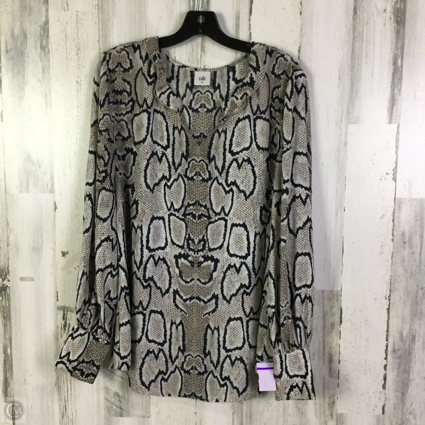 Top Long Sleeve By Cabi In Snakeskin Print, Size: Xl
