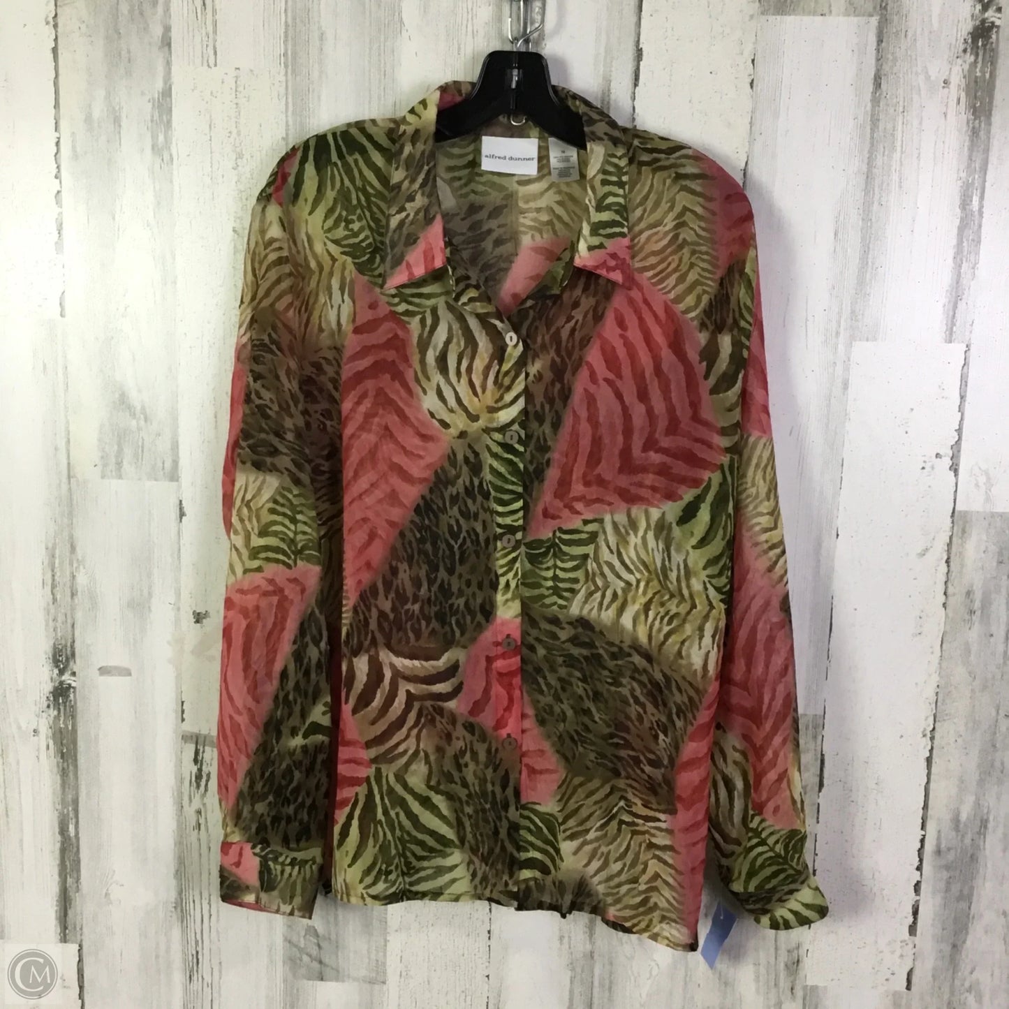 Top Long Sleeve By Alfred Dunner In Green, Size: 1x