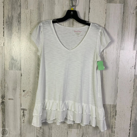 Top Short Sleeve Designer By Lilly Pulitzer In White, Size: M