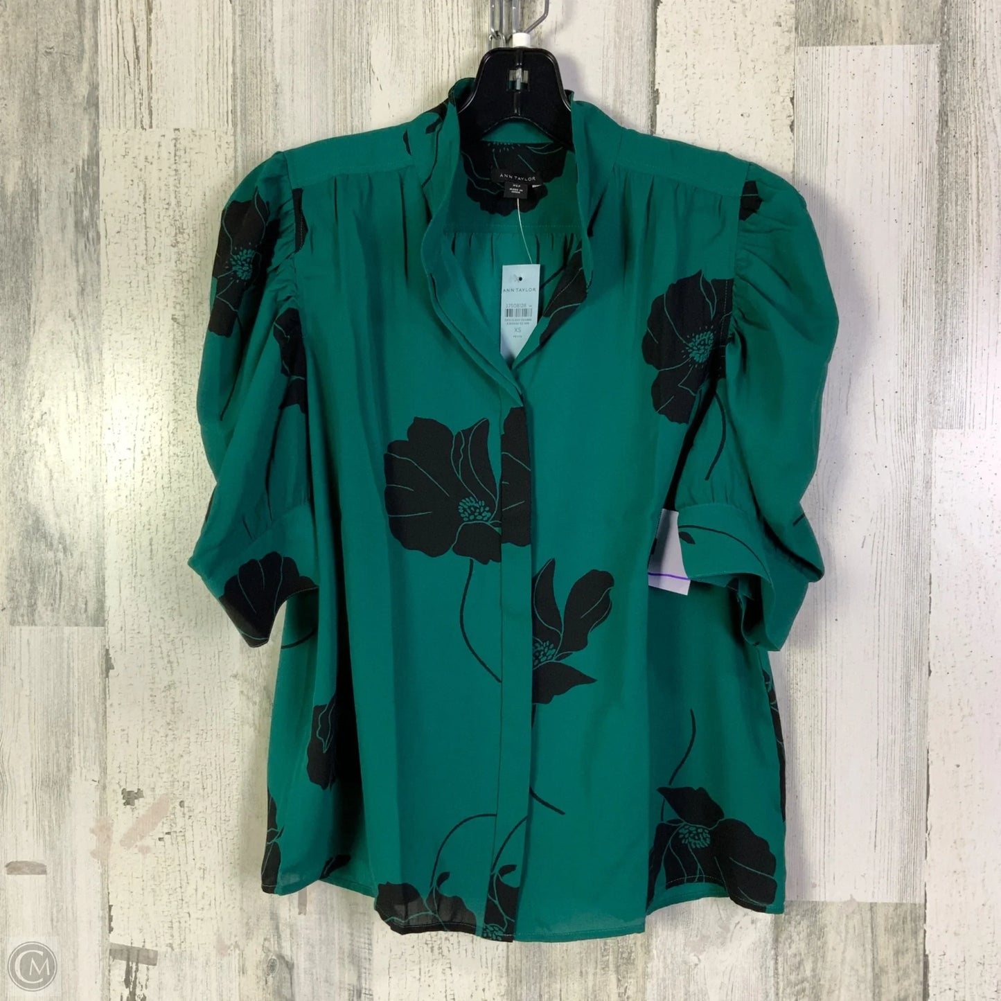 Blouse Short Sleeve By Ann Taylor In Teal, Size: Xsp
