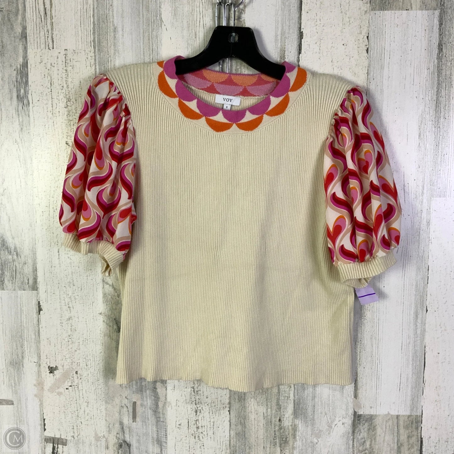 Top Short Sleeve By Voy In Pink & Tan, Size: S
