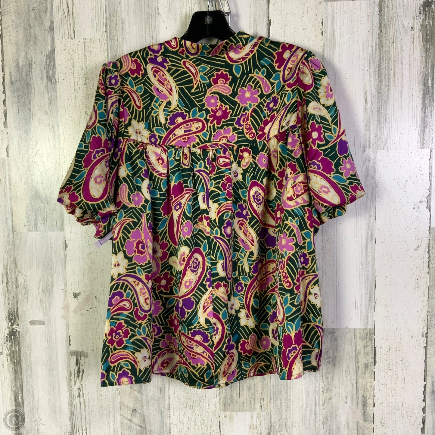 Blouse Short Sleeve By Entro In Green & Purple, Size: M