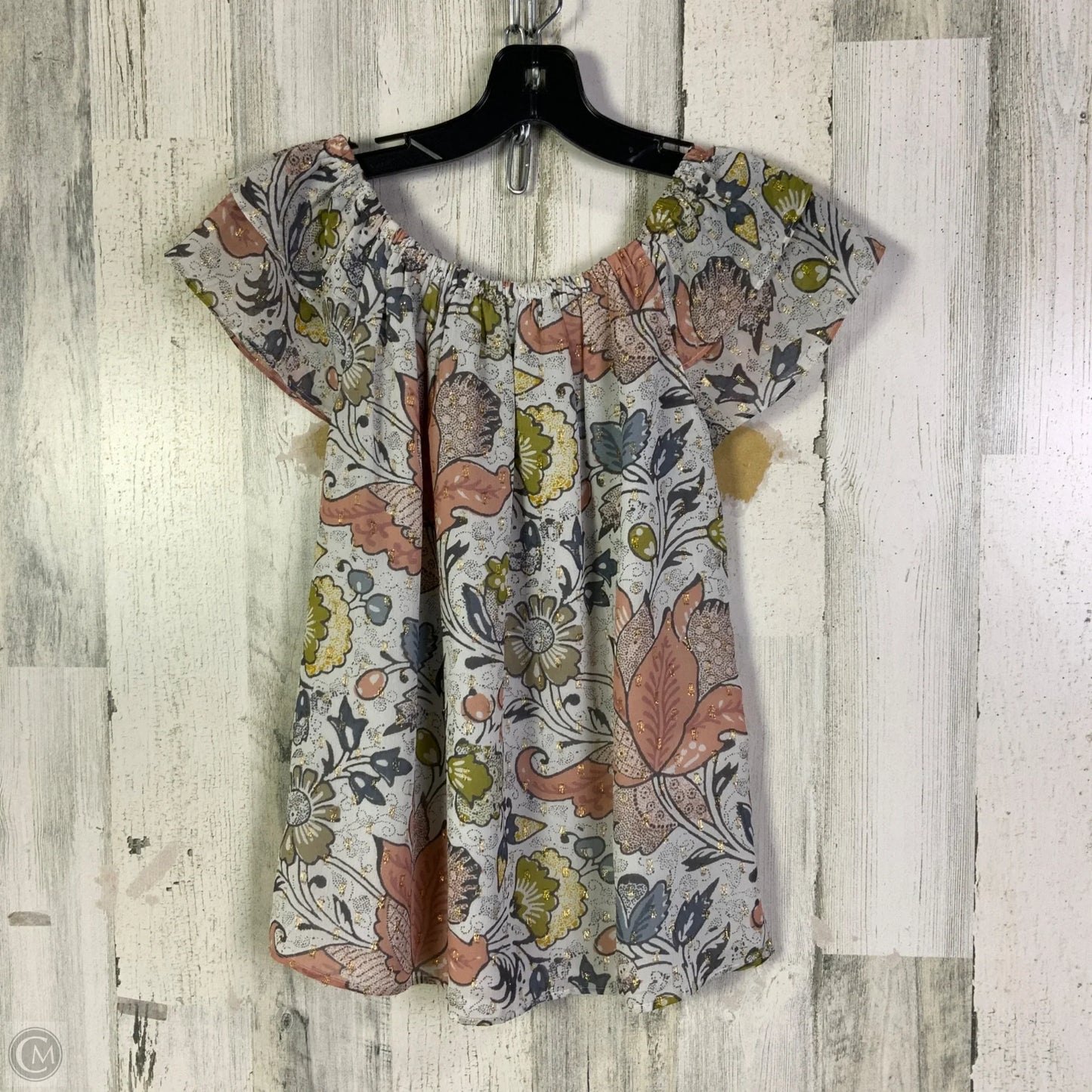 Blouse Sleeveless By Loft In Grey & Pink, Size: Xxsp