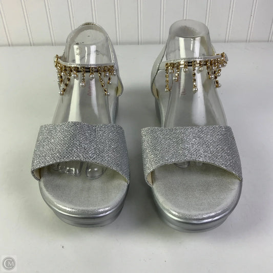 Sandals Heels Wedge By Clothes Mentor In Grey, Size: 12