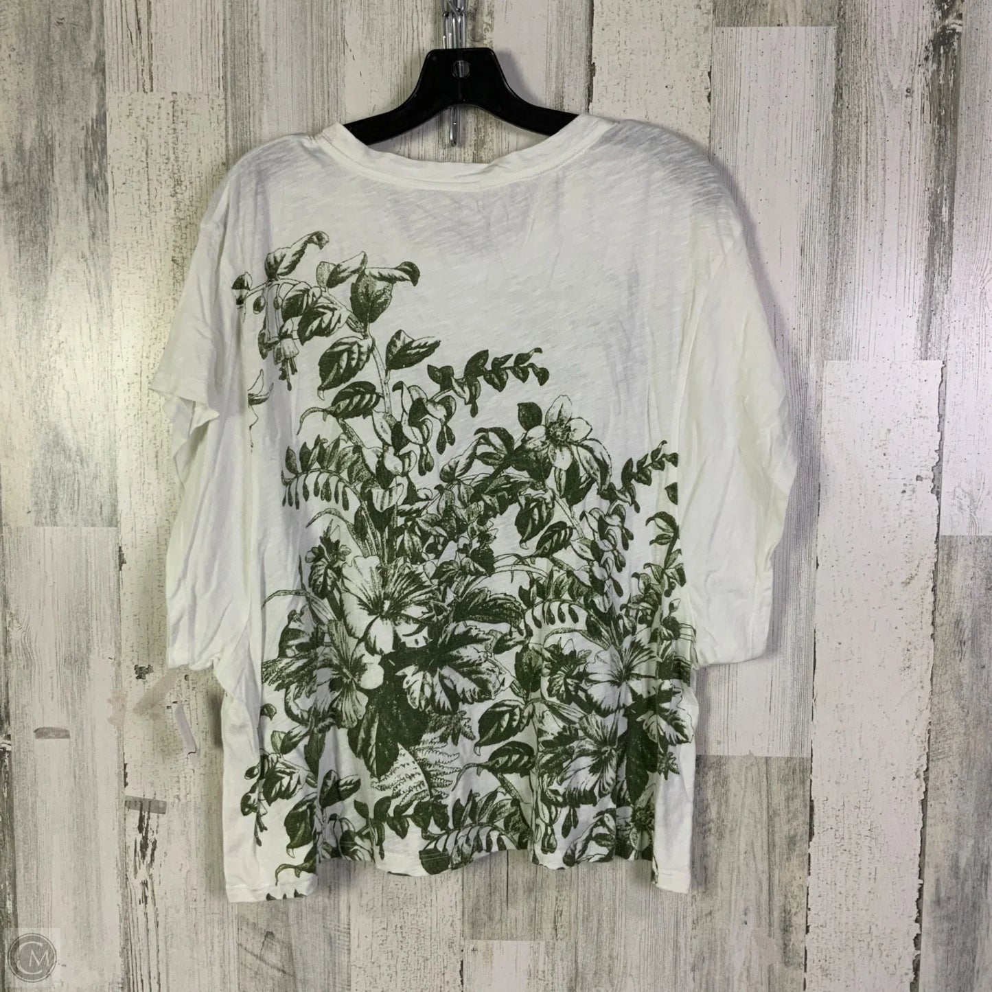 Top Short Sleeve Basic By Daily Practice By Anthropologie In Green & White, Size: S