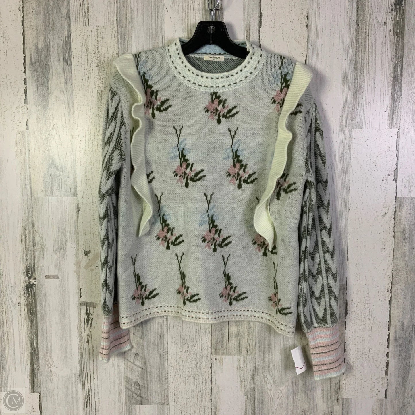 Sweater By Sunday Up In Green & White, Size: M