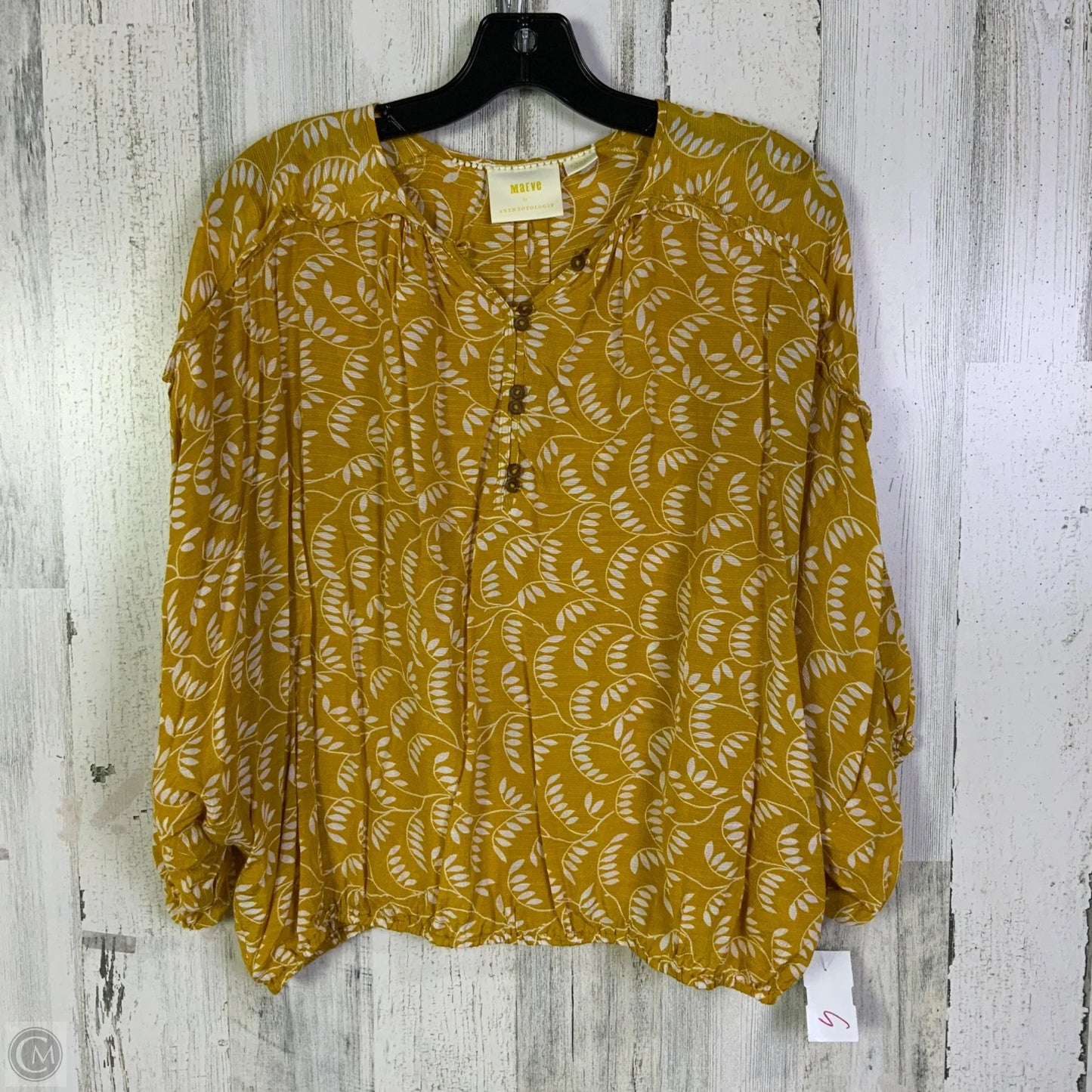Top 3/4 Sleeve By Maeve In Yellow, Size: Xs