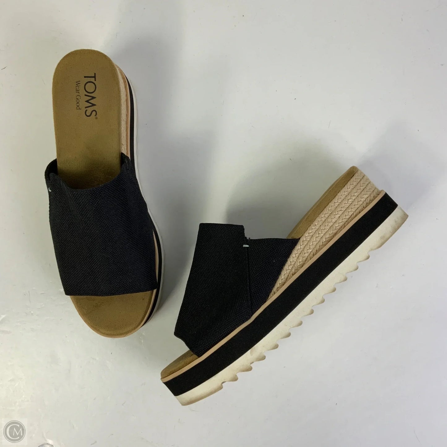 Sandals Heels Wedge By Toms In Black, Size: 8.5