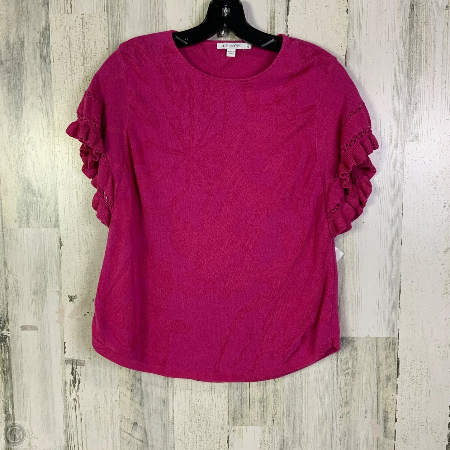Top Short Sleeve By Chicos In Pink, Size: M