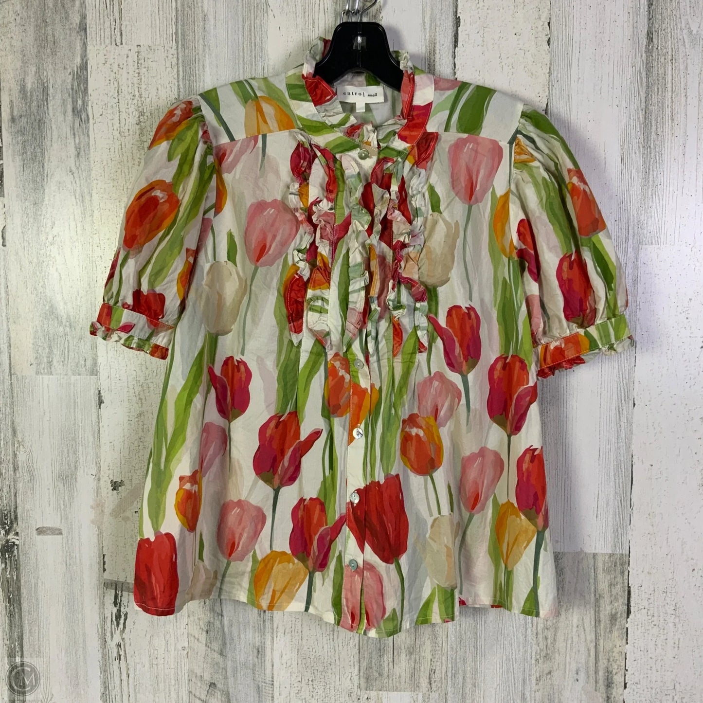 Top Short Sleeve By Entro In Green & Red, Size: S