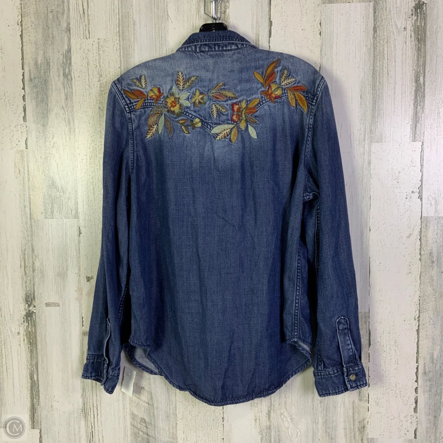 Top Long Sleeve By Driftwood In Blue Denim, Size: L