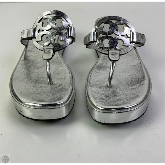Sandals Designer By Tory Burch In Silver, Size: 7