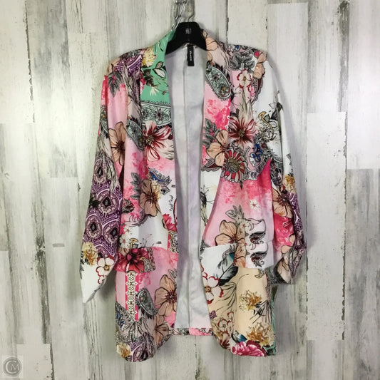 Blazer  By Venti6 In Pink & White, Size: L