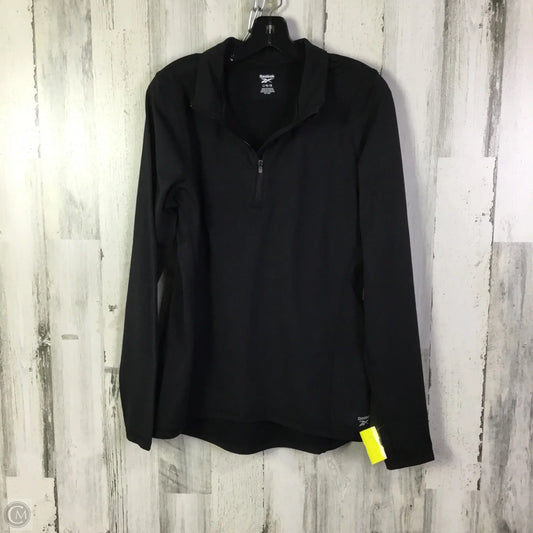 Athletic Top Long Sleeve Collar By Reebok In Black, Size: L