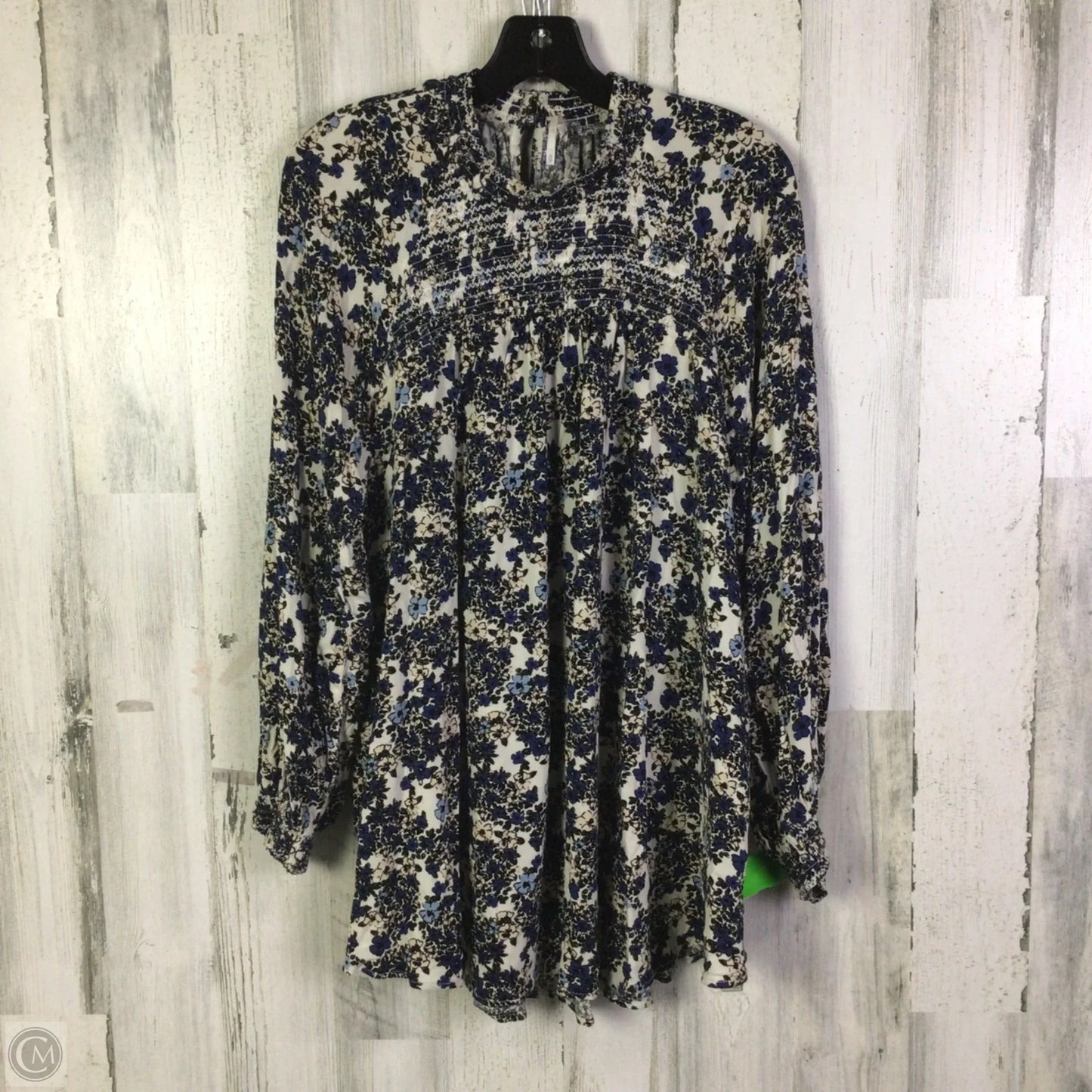 Tunic Long Sleeve By Free People In Blue & White, Size: M