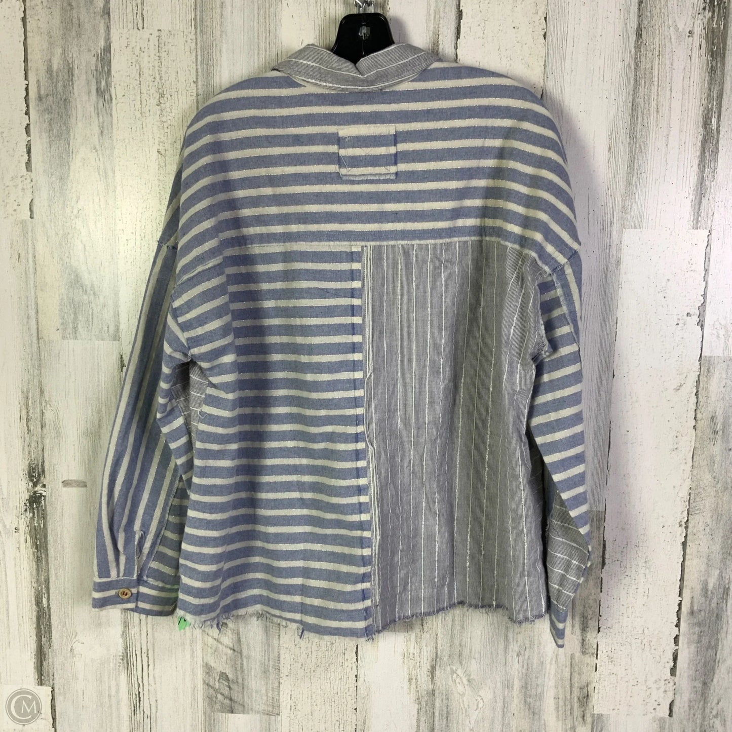Top Long Sleeve By Umgee In Blue & White, Size: M
