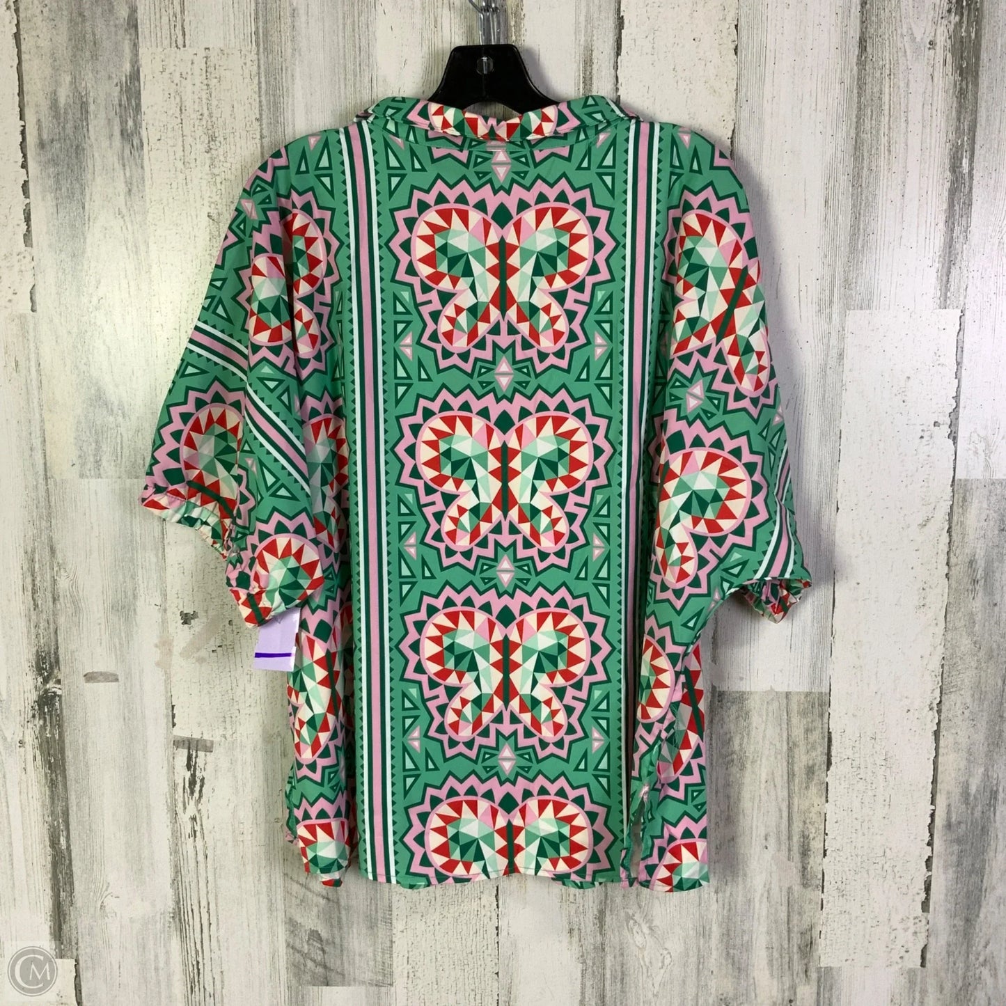 Top Short Sleeve By Cmf In Green & Pink, Size: Xl