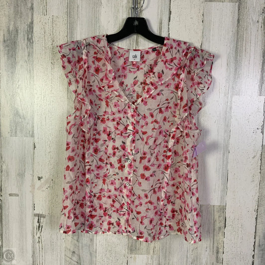 Blouse Sleeveless By Cabi In Pink & White, Size: M