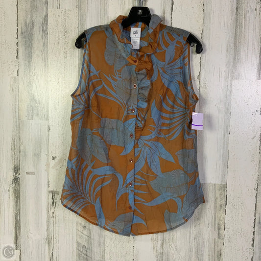 Blouse Sleeveless By Cabi In Blue & Orange, Size: M