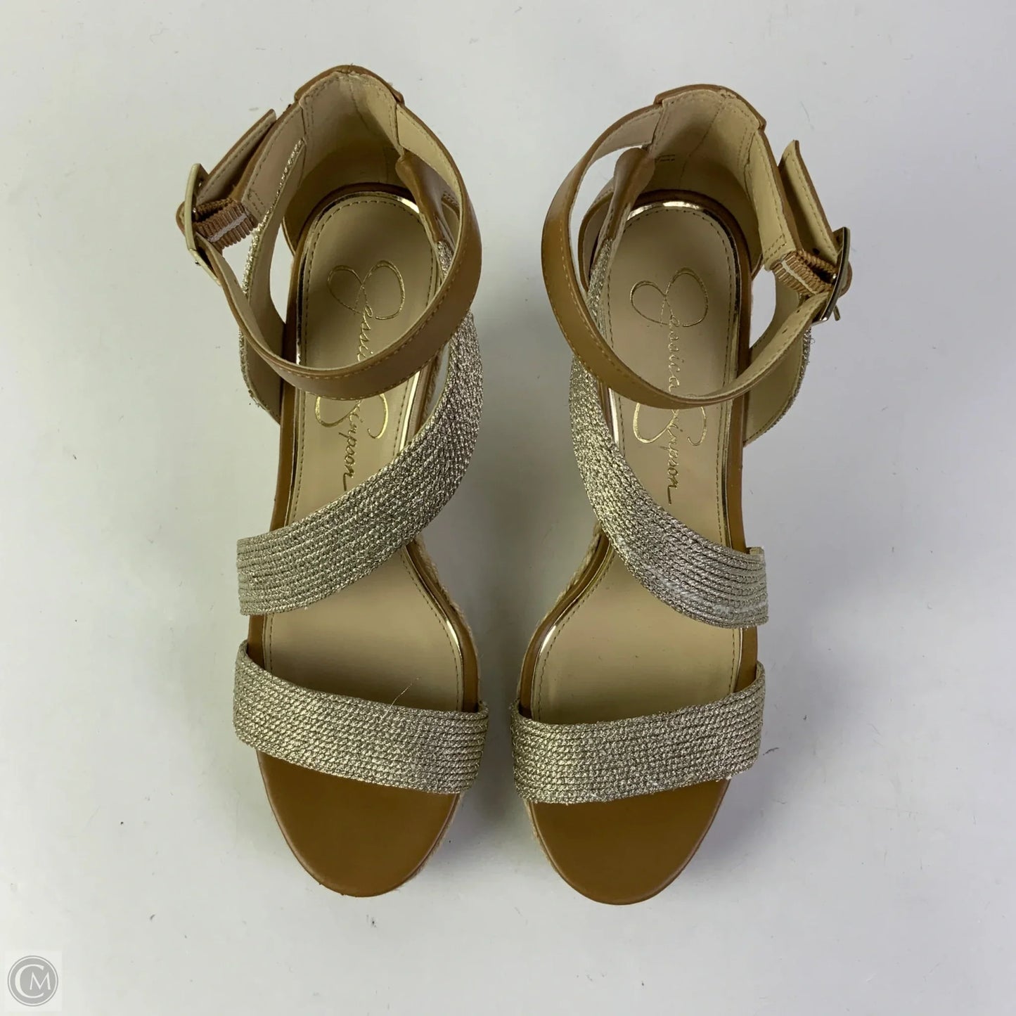 Sandals Heels Wedge By Jessica Simpson In Gold, Size: 8.5