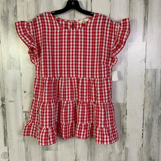 Top Short Sleeve By Entro In Red & White, Size: L