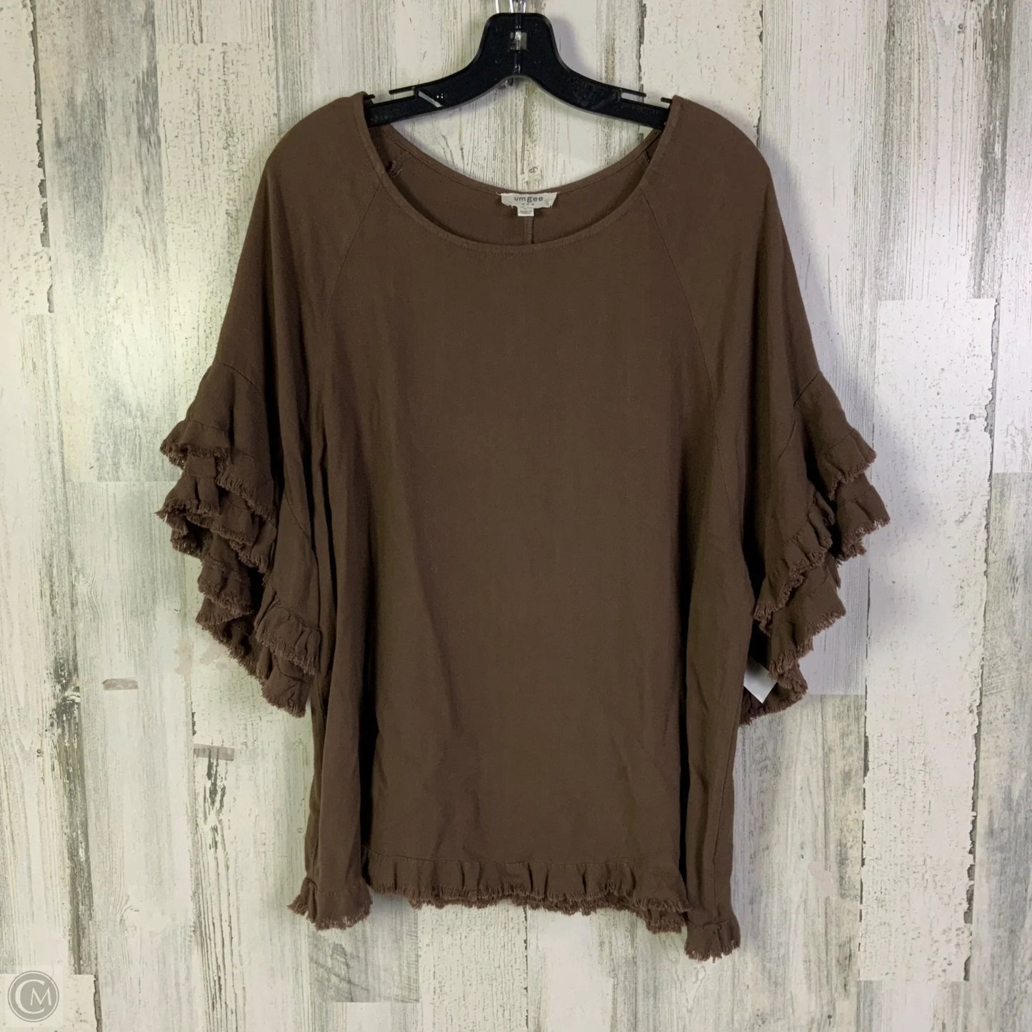 Top Short Sleeve By Umgee In Brown, Size: L