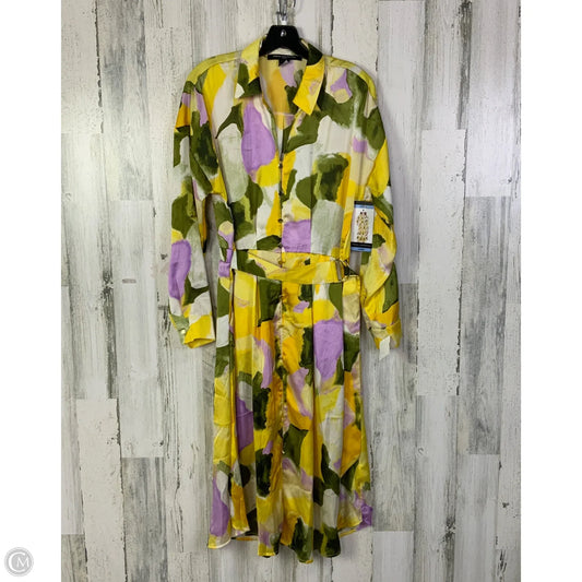 Dress Casual Midi By French Connection In Green & Yellow, Size: L