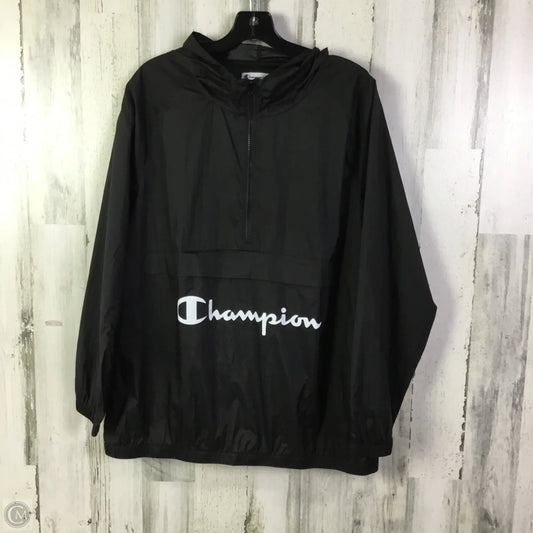 Athletic Top Long Sleeve Hoodie By Champion In Black, Size: L
