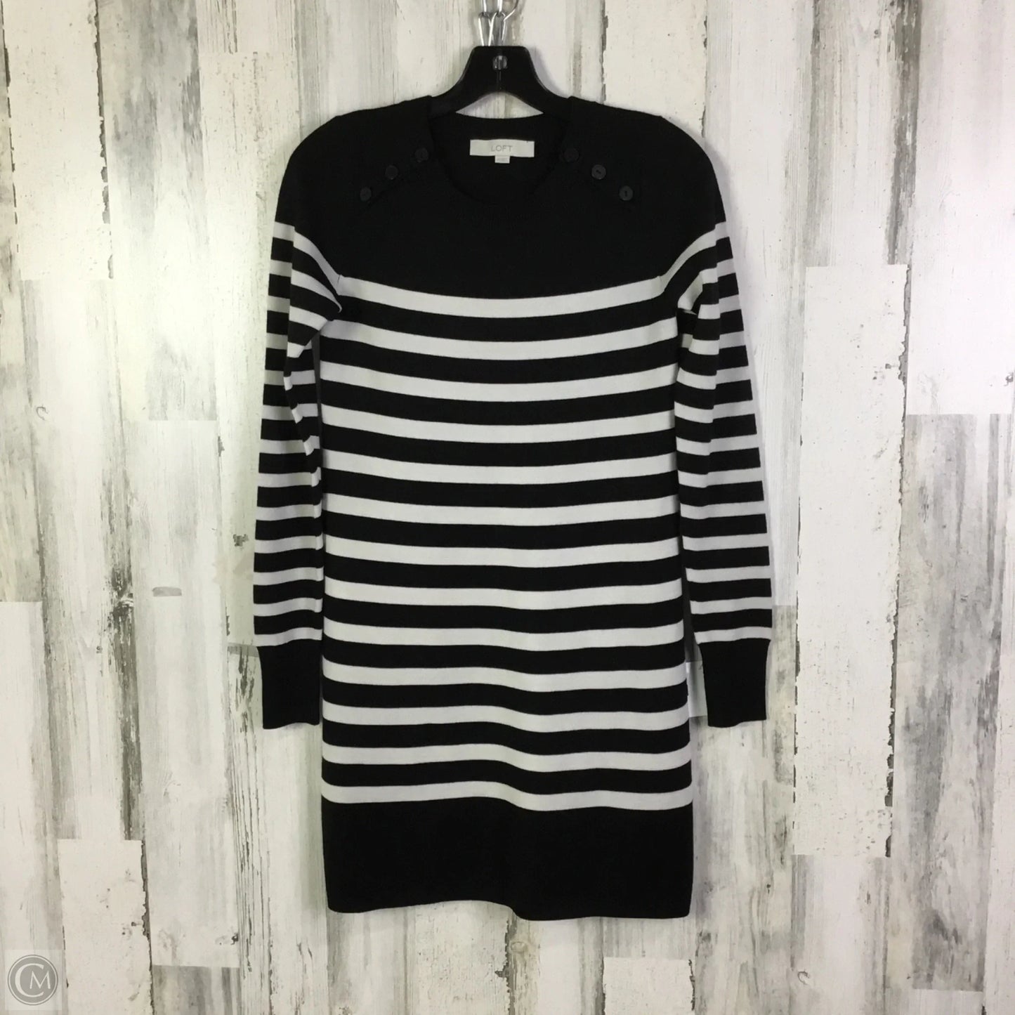 Dress Sweater By Loft In Black & White, Size: Xs