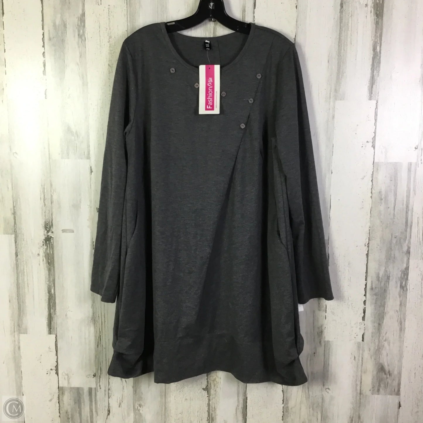 Tunic Long Sleeve By Cmf In Grey, Size: 2x