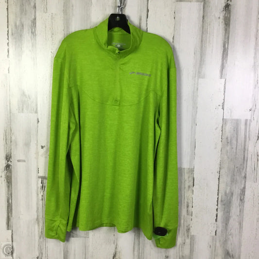 Athletic Top Long Sleeve Collar By Brooks In Chartreuse, Size: Xl