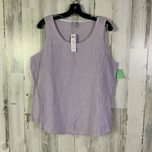 Top Sleeveless By Chicos In Purple & White, Size: L
