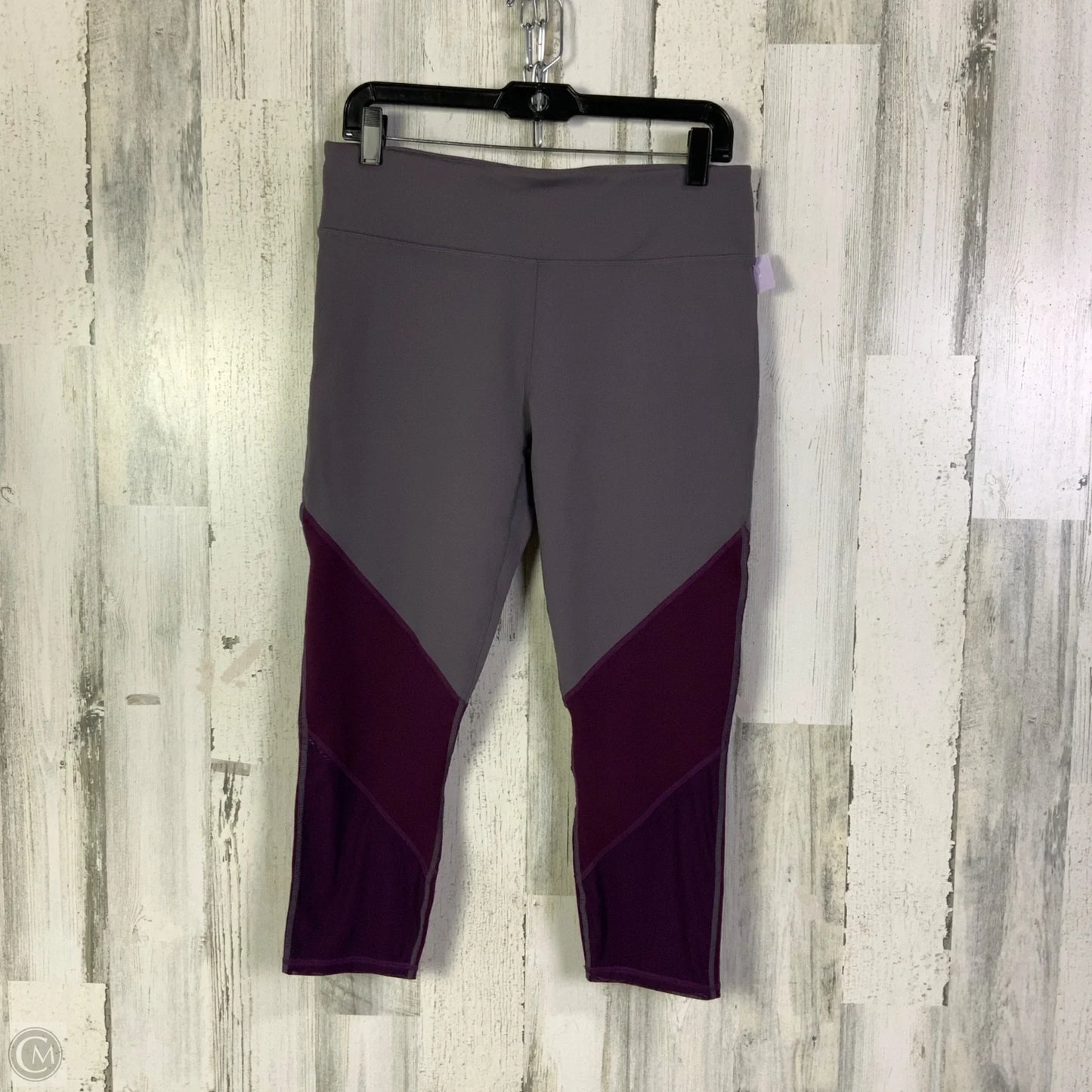 Athletic Leggings Capris By Fabletics In Grey & Purple, Size: L