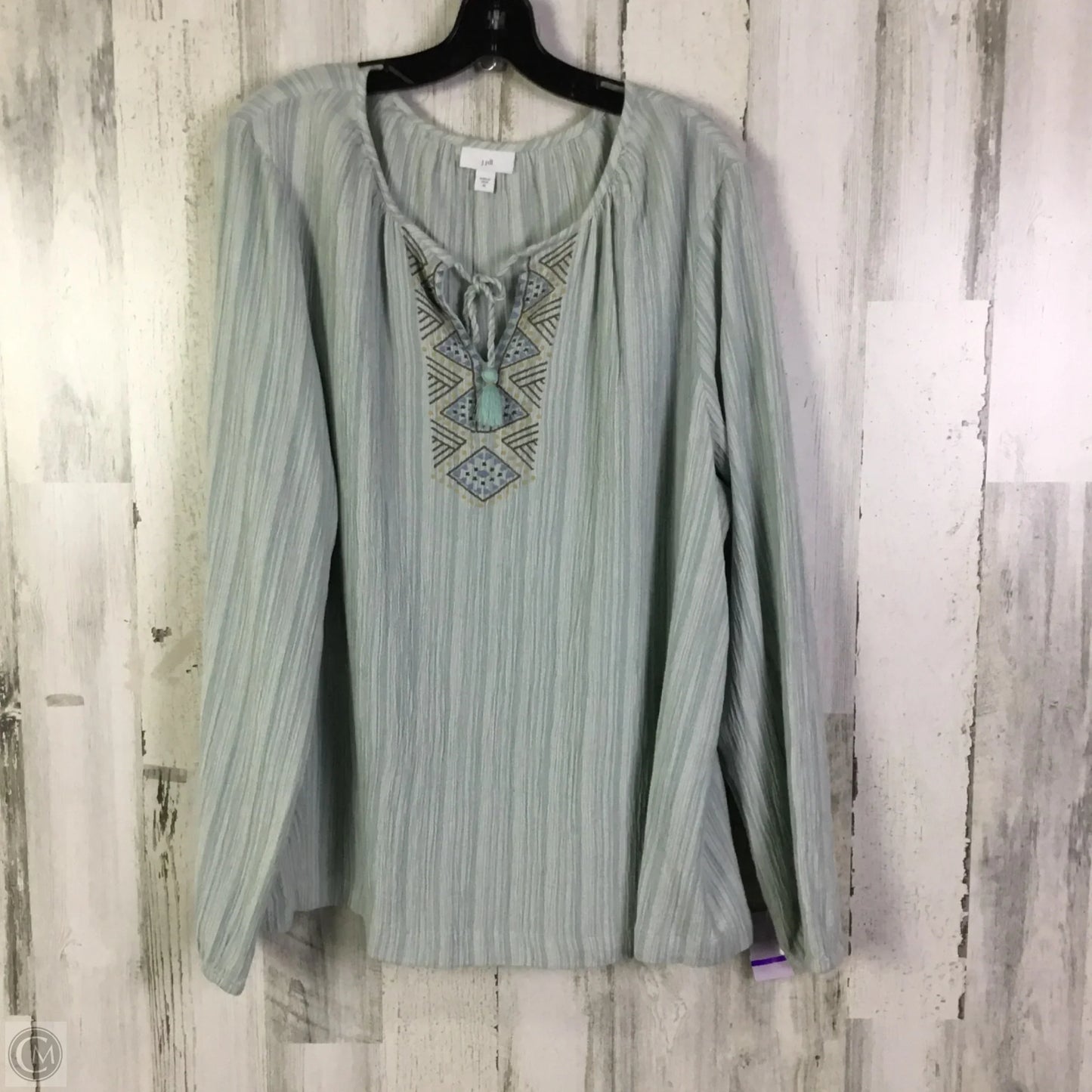 Top Long Sleeve By J. Jill In Blue & White, Size: Xl