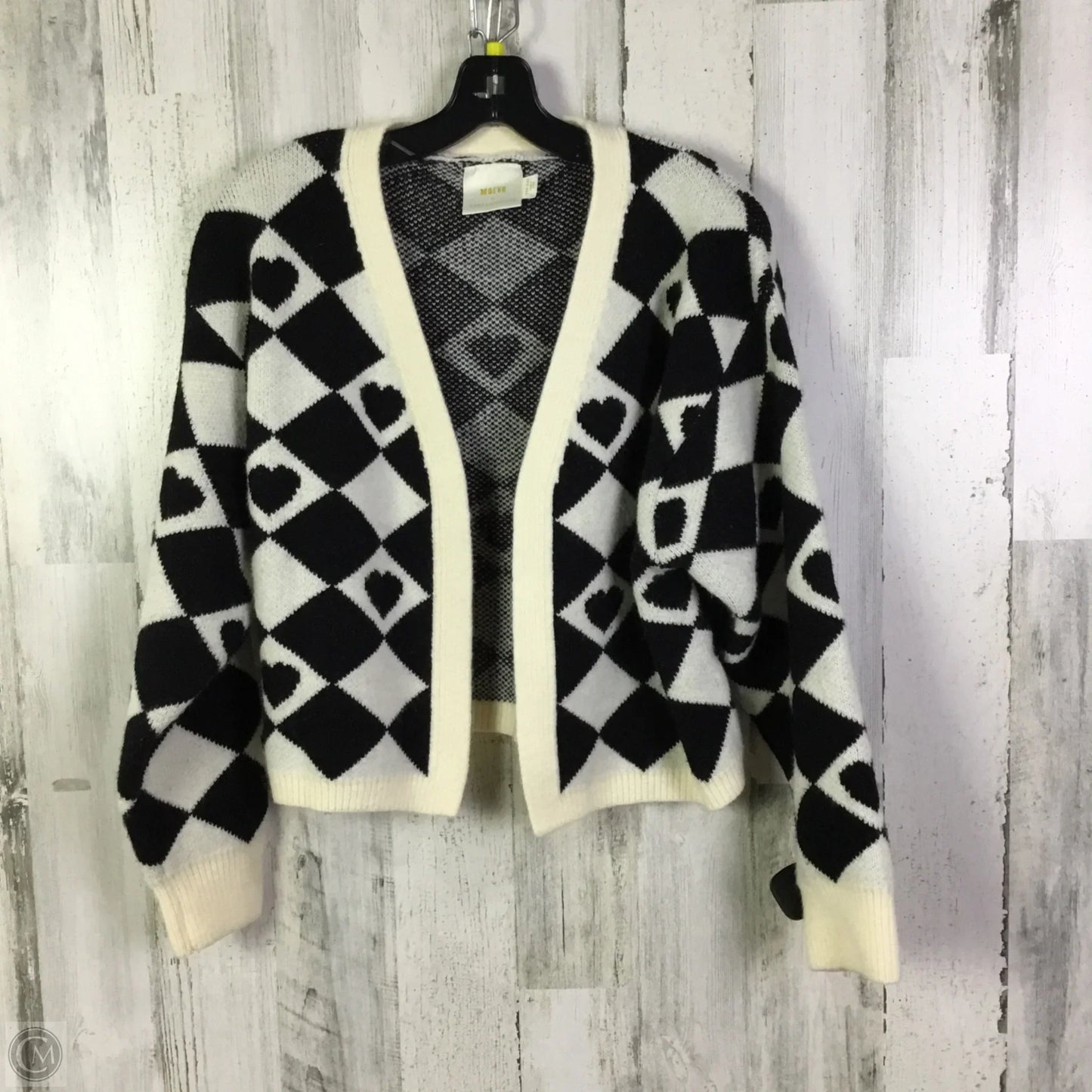 Sweater Cardigan By Maeve In Black & White, Size: Osfm