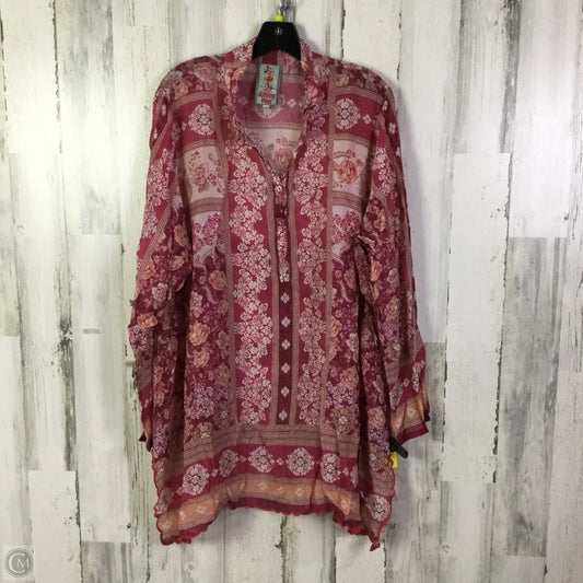 Tunic Long Sleeve By Johnny Was In Pink, Size: Xxl
