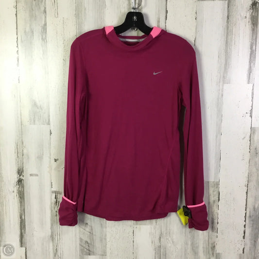 Athletic Top Long Sleeve Hoodie By Nike In Pink, Size: M