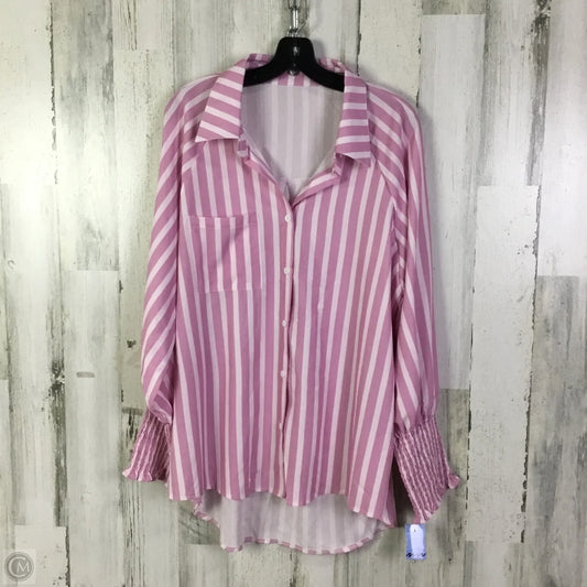 Top Long Sleeve By Cmf In Pink & White, Size: Xxl