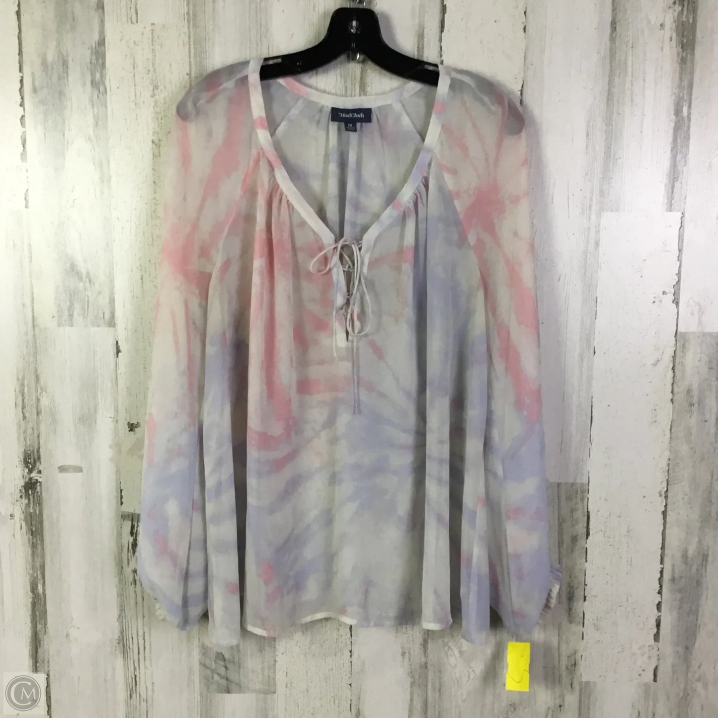 Top Long Sleeve By Modcloth In Blue & Pink, Size: 1x