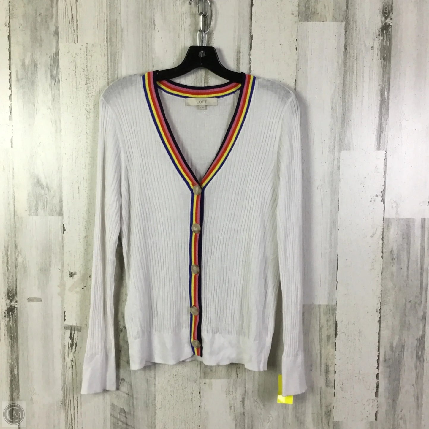 Sweater Cardigan By Loft In White, Size: Xl