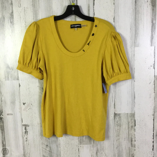 Top Short Sleeve Designer By Karl Lagerfeld In Yellow, Size: M
