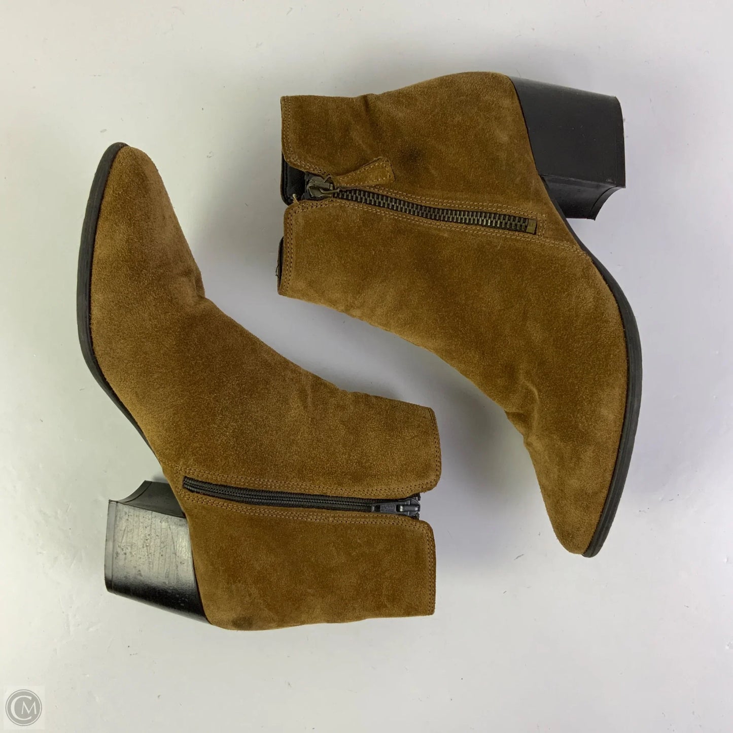 Boots Ankle Heels By Clarks In Tan, Size: 6.5